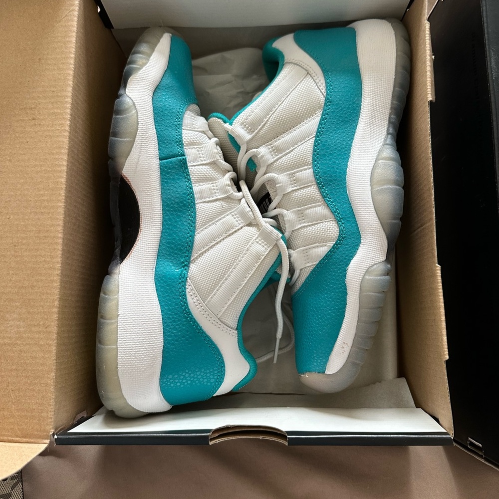 Jordan Air 11 Retro Low GG White and Turbo Green